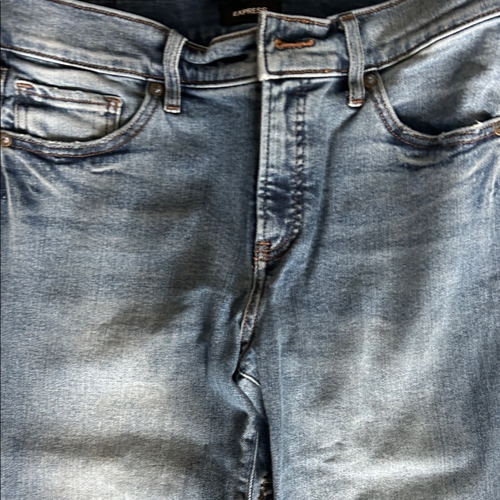 Express Dark Blue Flare Jeans - Picture 2 of 3